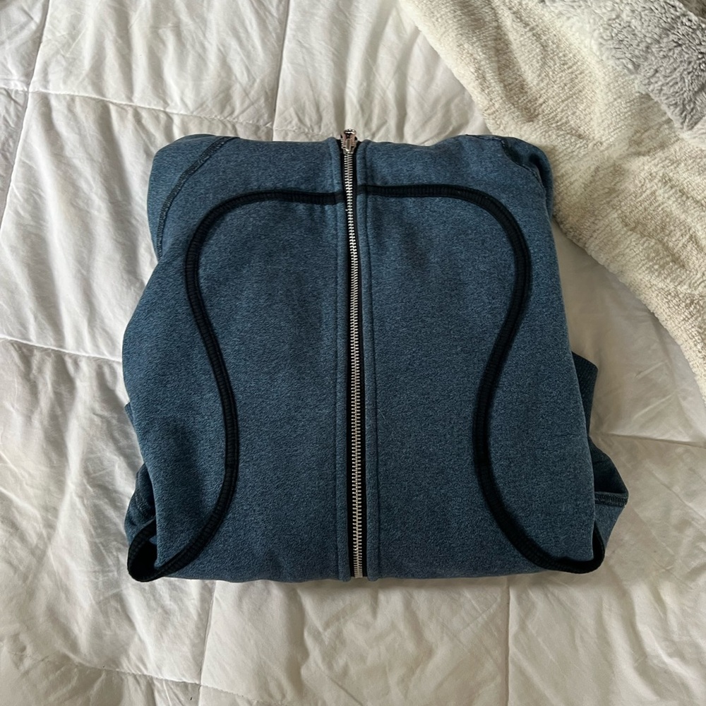 Blue Lululemon Zip-Up Hoodie with Black Trim